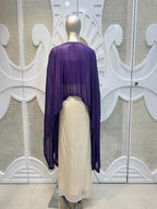 Royal Purple Embroidered Cape & Draped Skirt Set