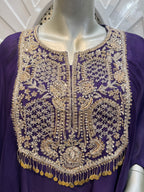 Royal Purple Embroidered Cape & Draped Skirt Set