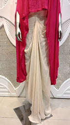 Fuchsia Pink Embellished Cape Drape Set