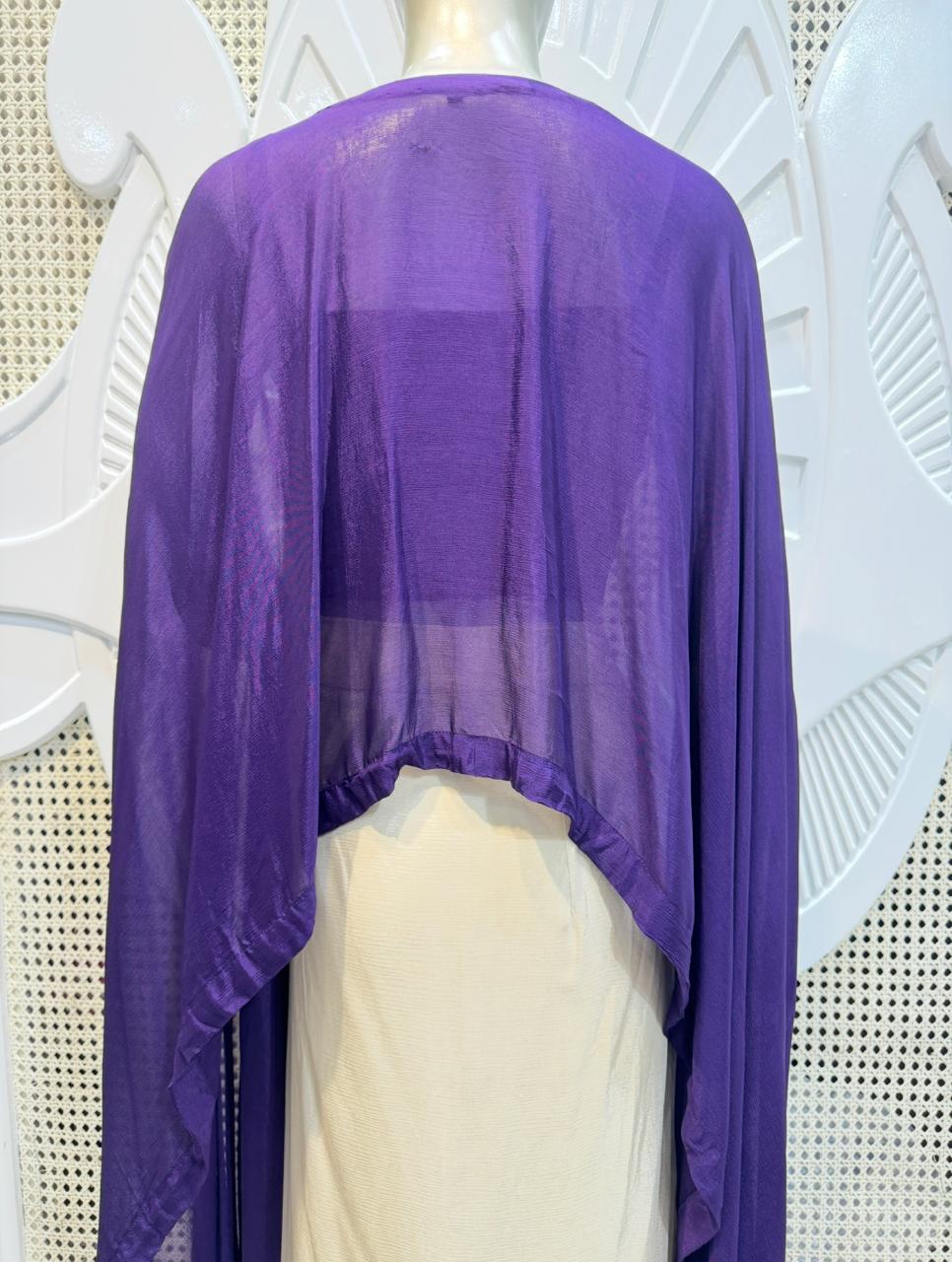 Royal Purple Embroidered Cape & Draped Skirt Set