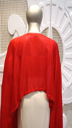 Crimson Red Embellished Cape Drape Set