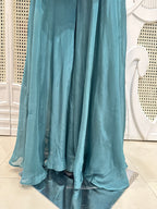 Teal Blue Embellished Kurta Sharara Set