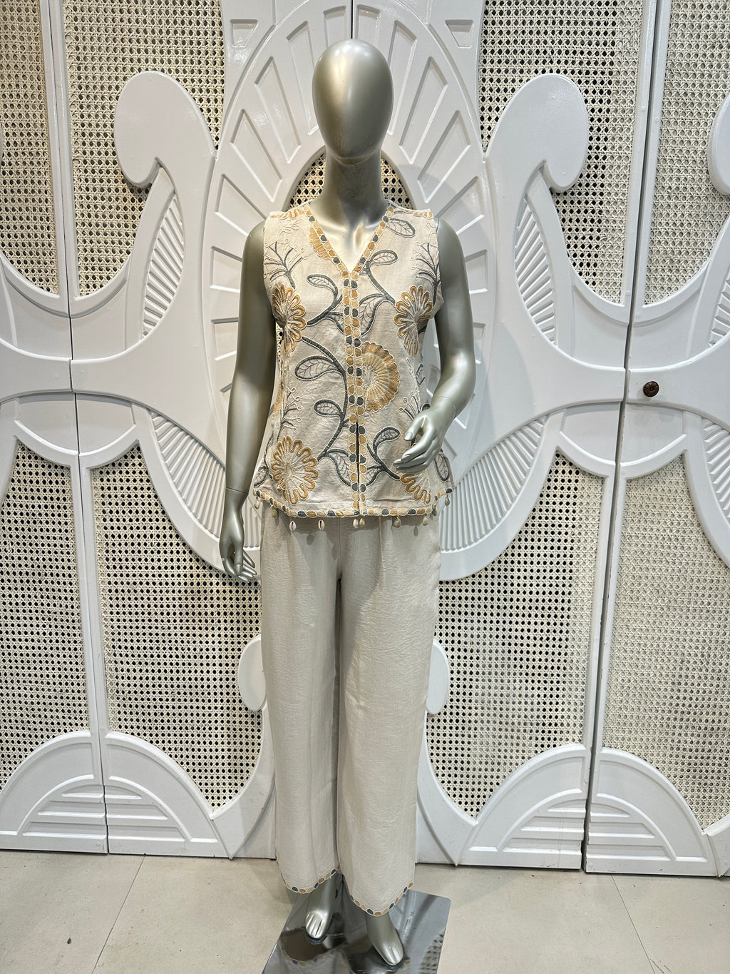 Ivory Floral Embroidered Co-Ord Set