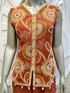 Rust Brown Floral Embroidered Co-Ord Set