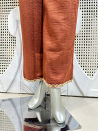 Rust Brown Floral Embroidered Co-Ord Set