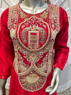 Crimson Red Embroidered Anarkali Suit Set