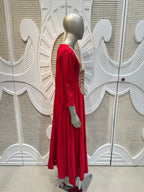 Crimson Red Embroidered Anarkali Suit Set