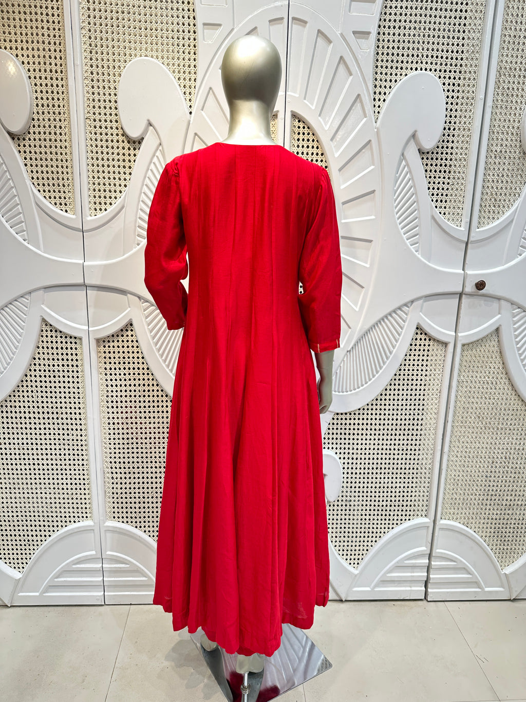 Crimson Red Embroidered Anarkali Suit Set