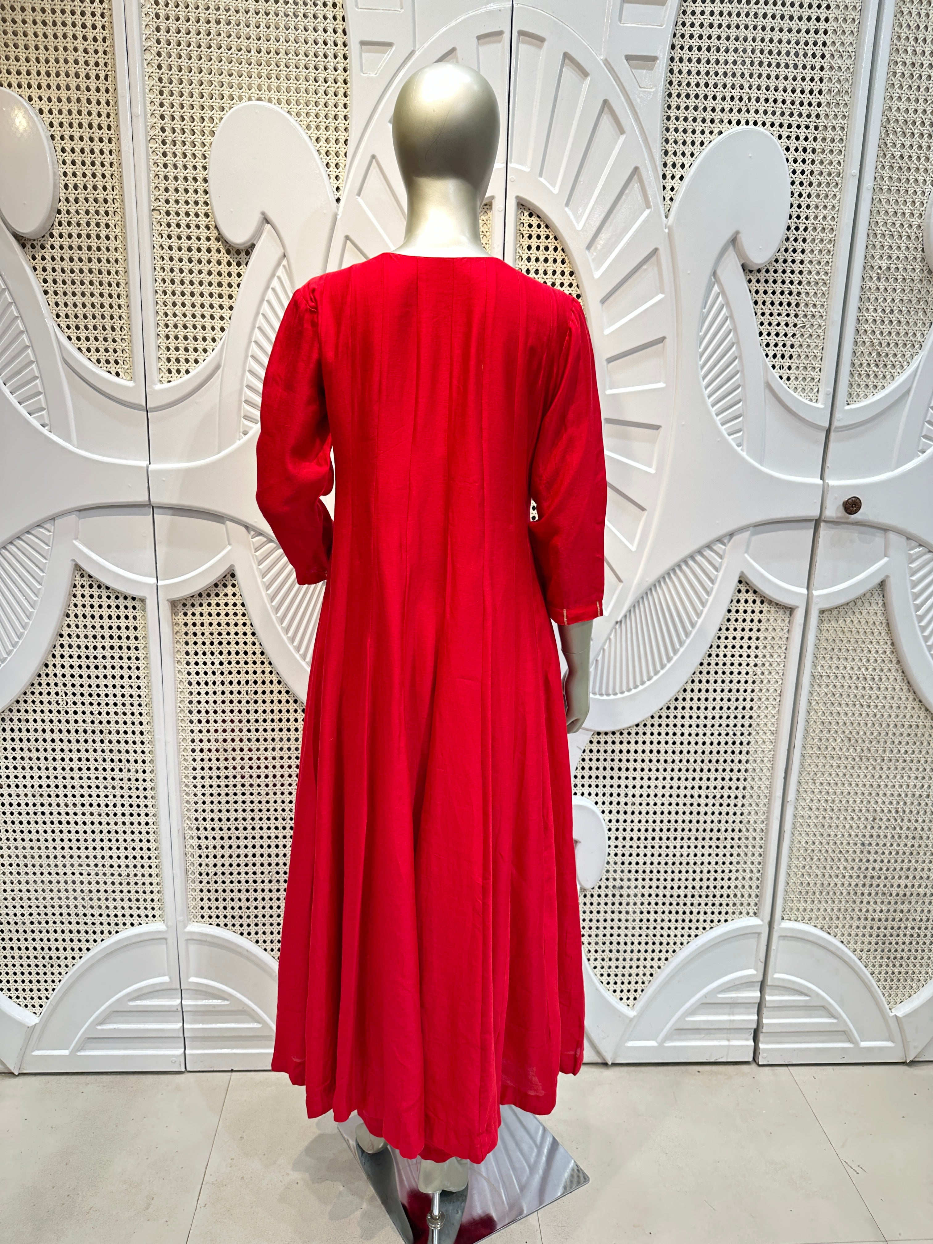Crimson Red Embroidered Anarkali Suit Set