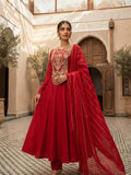 Crimson Red Embroidered Anarkali Suit Set