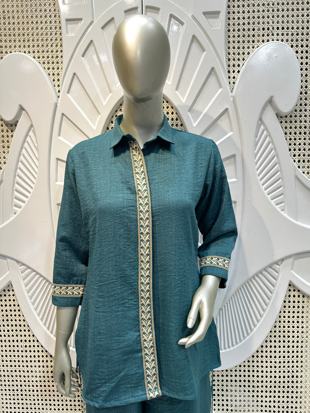 Teal Blue Contrast Trim Co-Ord Set