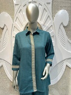 Teal Blue Contrast Trim Co-Ord Set