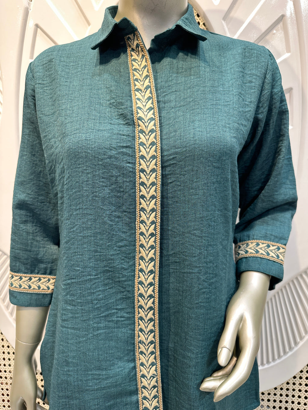 Teal Blue Contrast Trim Co-Ord Set