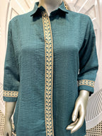 Teal Blue Contrast Trim Co-Ord Set