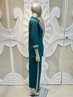 Teal Blue Contrast Trim Co-Ord Set