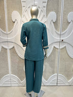 Teal Blue Contrast Trim Co-Ord Set