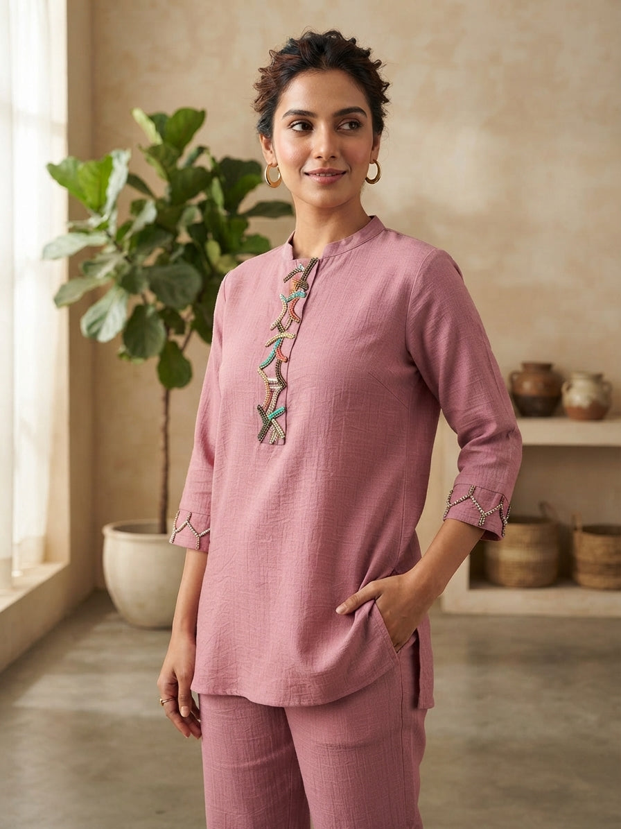 Dusty Rose Embellished Co-Ord Set