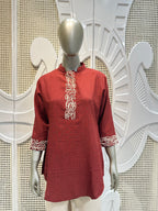Brick Red & Ivory Embroidered Co-Ord Set