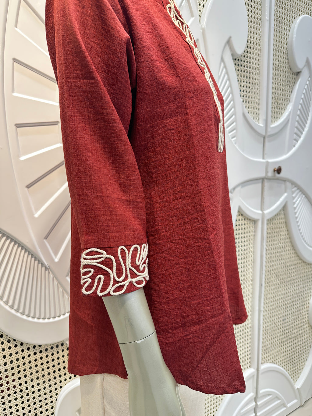 Brick Red & Ivory Embroidered Co-Ord Set