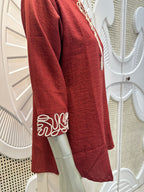 Brick Red & Ivory Embroidered Co-Ord Set