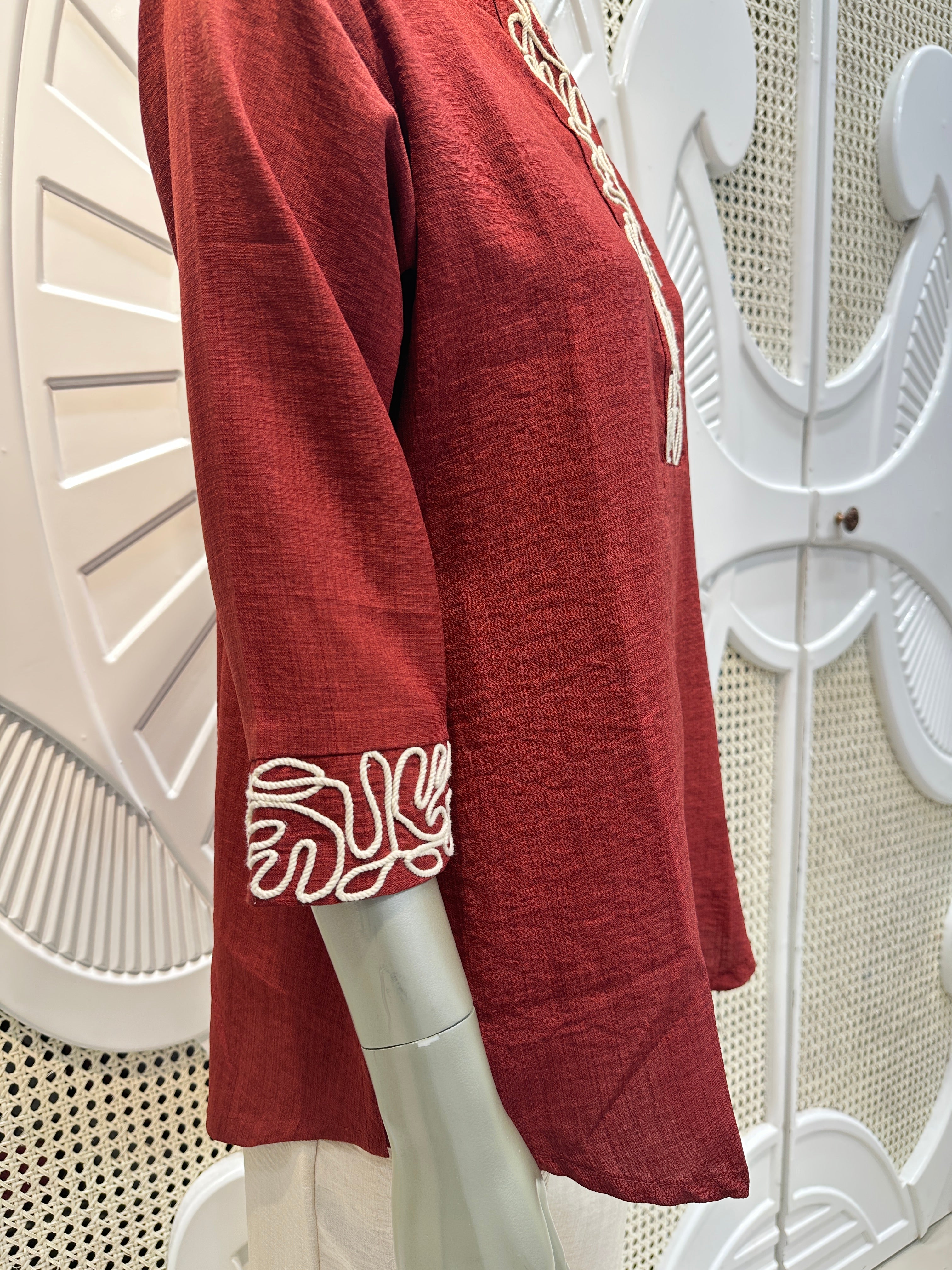 Brick Red & Ivory Embroidered Co-Ord Set