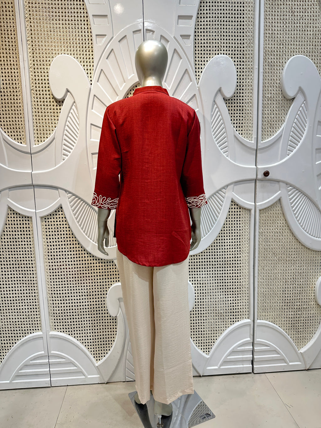Brick Red & Ivory Embroidered Co-Ord Set