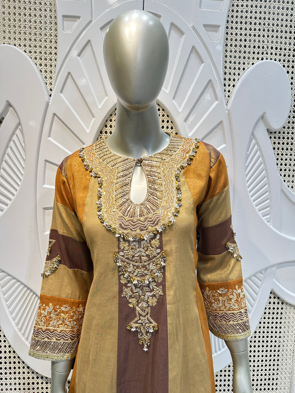 Golden Mustard Embroidered Kurta Set
