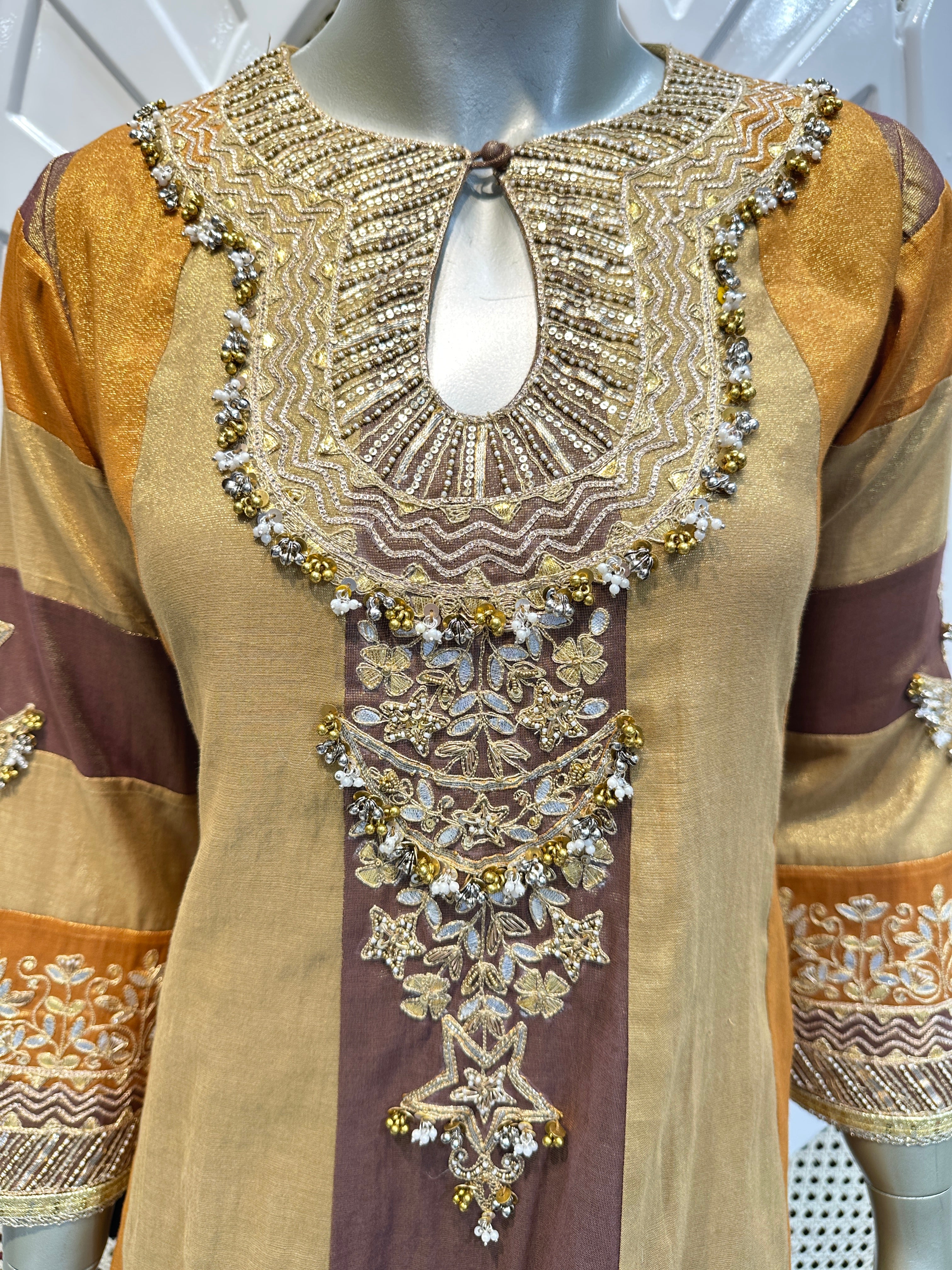 Golden Mustard Embroidered Kurta Set