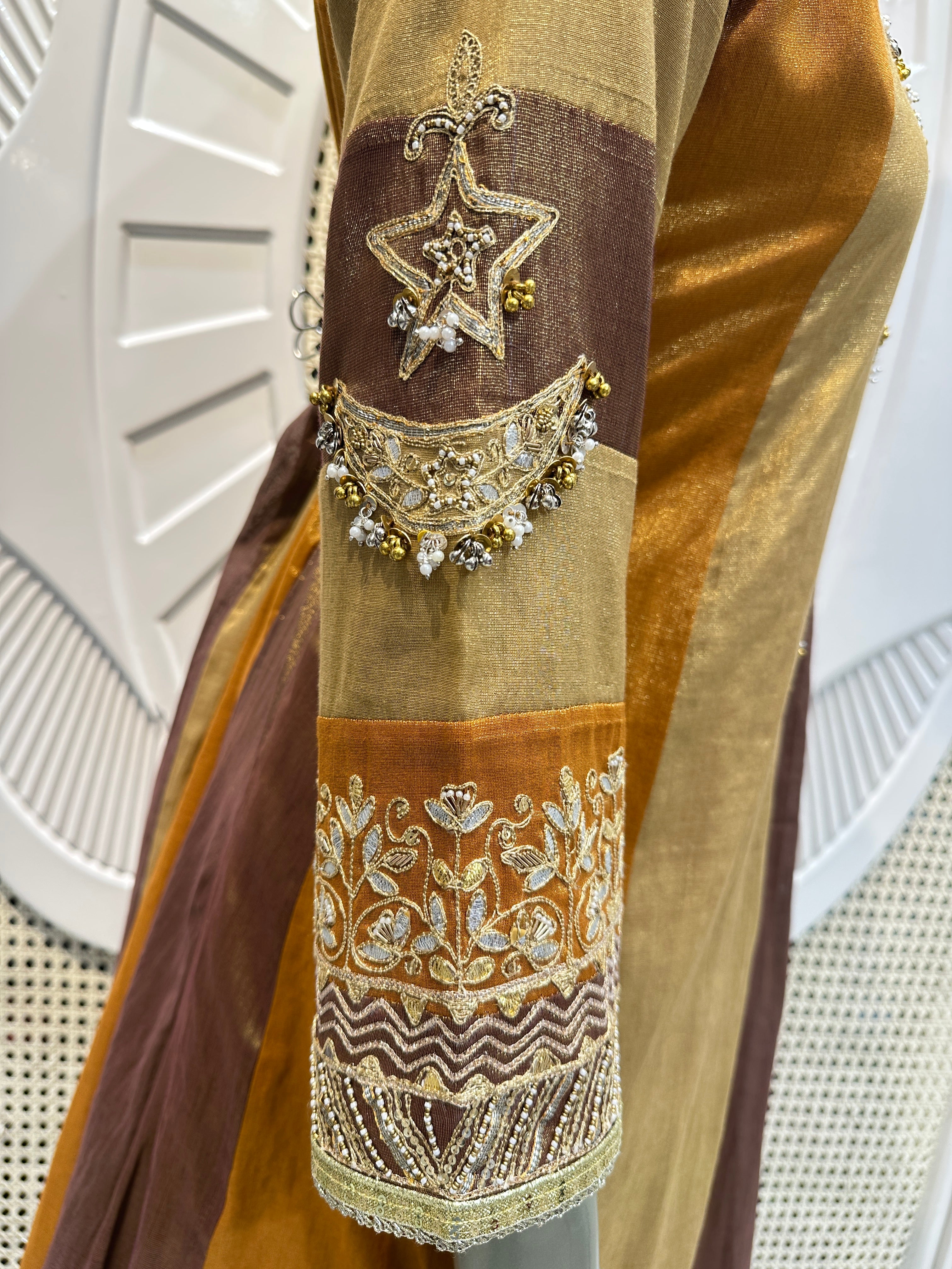 Golden Mustard Embroidered Kurta Set