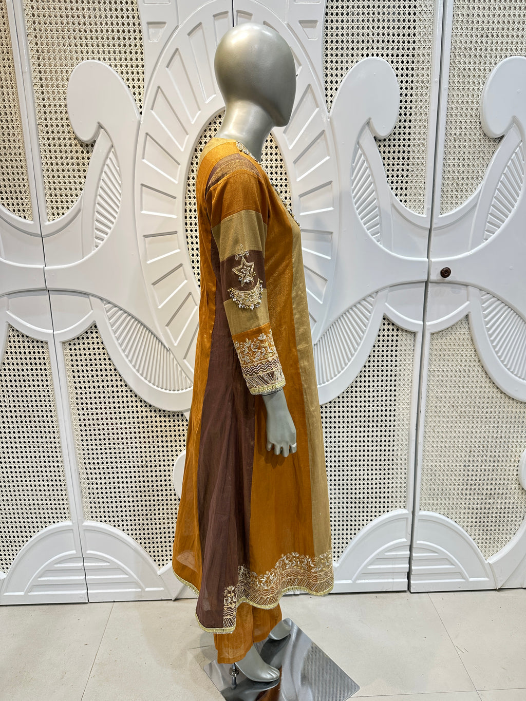 Golden Mustard Embroidered Kurta Set