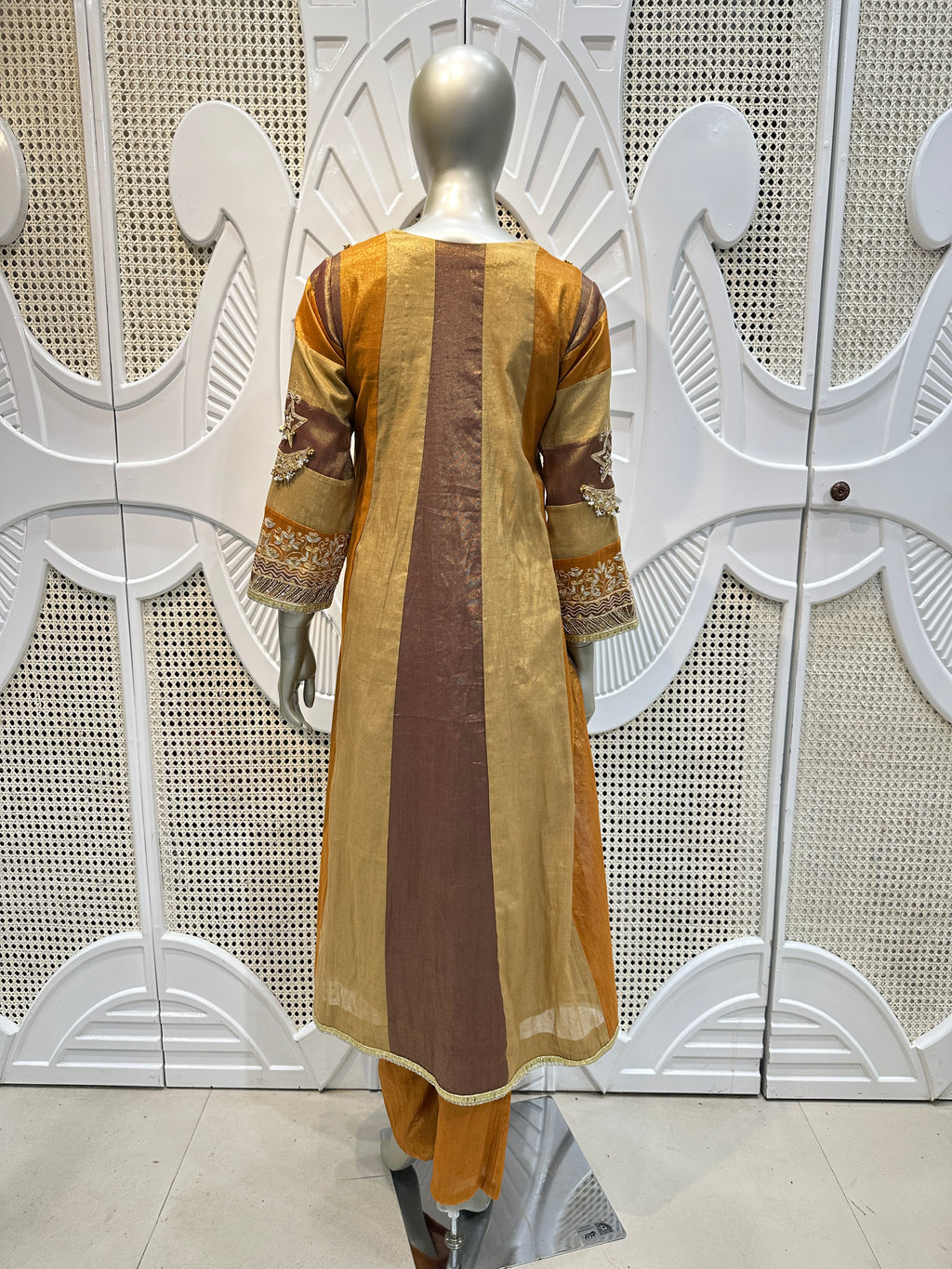Golden Mustard Embroidered Kurta Set