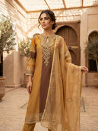 Golden Mustard Embroidered Kurta Set