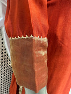 Rust Orange Embroidered Kurta Set with Gold Dupatta