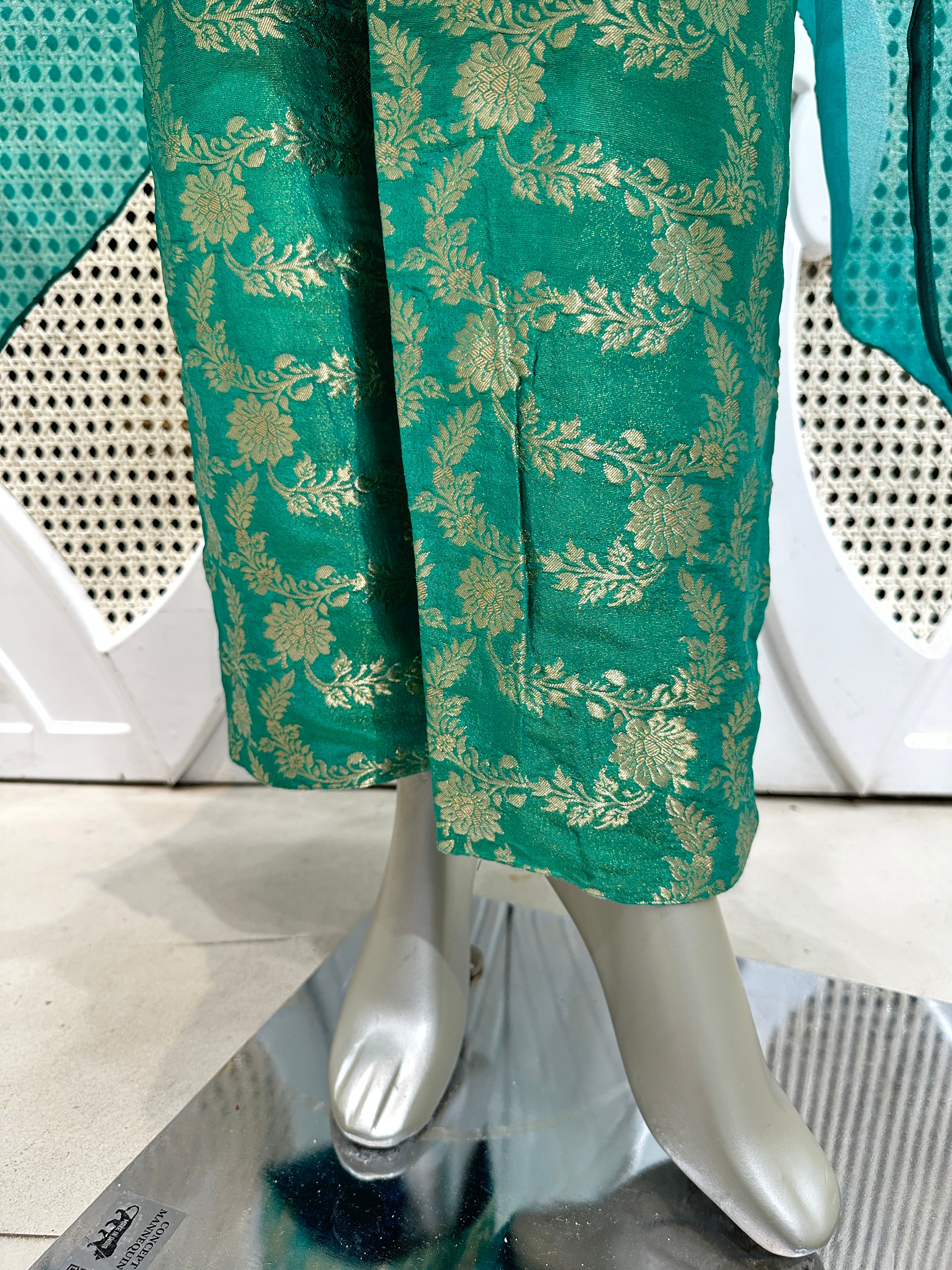 Teal Green Embroidered Organza Kurta Set