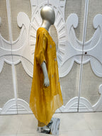 Mustard Yellow Embroidered Organza Kurta Set