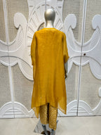 Mustard Yellow Embroidered Organza Kurta Set