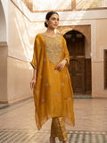 Mustard Yellow Embroidered Organza Kurta Set