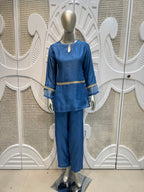 Deep Teal Embellished Sheer Co-Ord Set