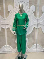 Emerald Green Embellished Sheer Co-Ord Set