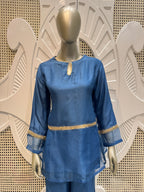 Deep Teal Embellished Sheer Co-Ord Set