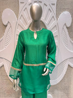 Emerald Green Embellished Sheer Co-Ord Set
