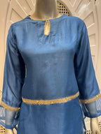 Deep Teal Embellished Sheer Co-Ord Set