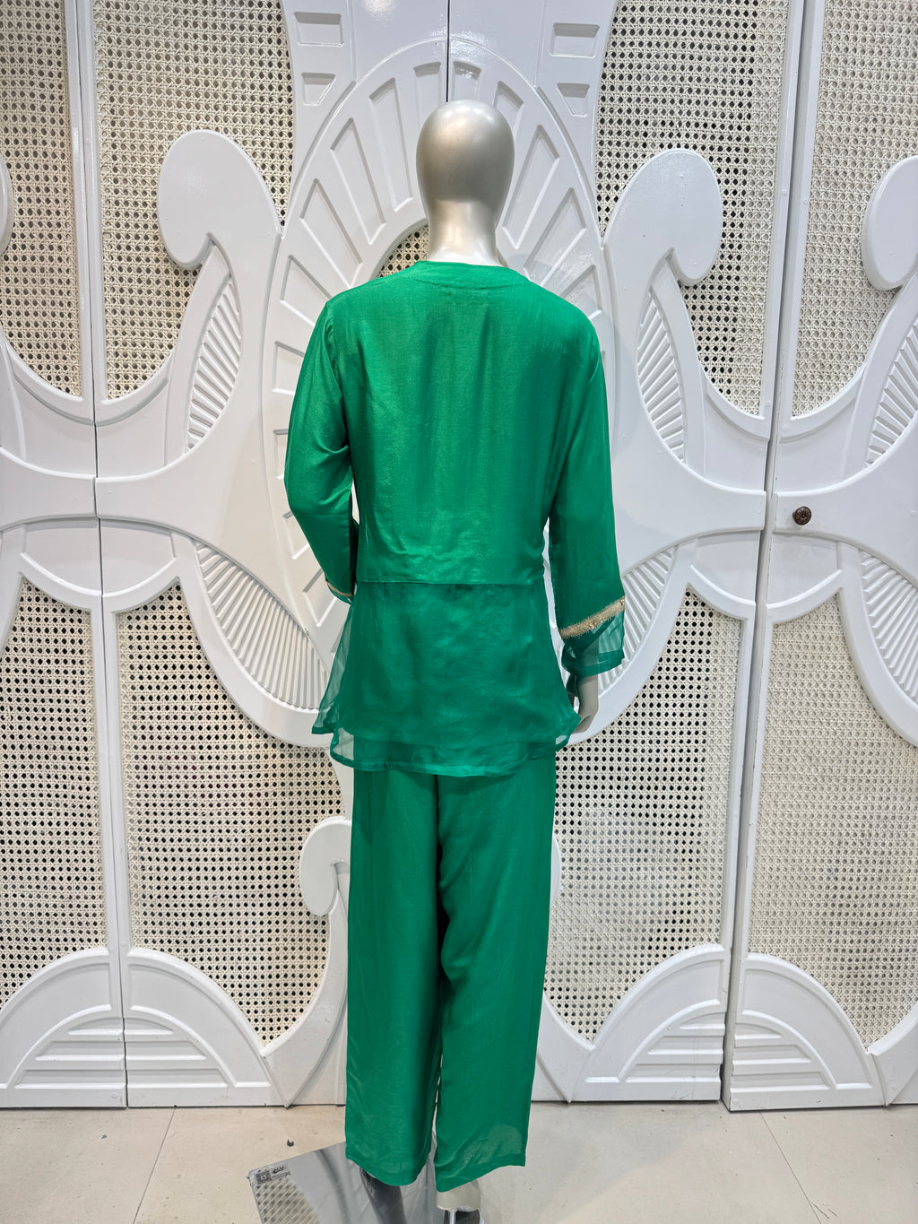 Emerald Green Embellished Sheer Co-Ord Set