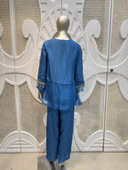 Deep Teal Embellished Sheer Co-Ord Set