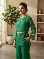 Emerald Green Embellished Sheer Co-Ord Set
