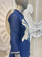 Navy Blue Floral Appliqué Cotton Co-Ord Set