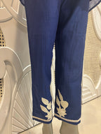 Navy Blue Floral Appliqué Cotton Co-Ord Set