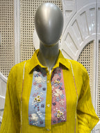Lime Yellow Embellished Shirt Co-Ord Set
