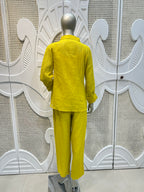 Lime Yellow Embellished Shirt Co-Ord Set