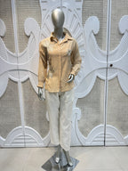 Beige Floral Appliqué Shirt Co-Ord Set